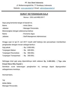 14 Contoh Surat Keterangan Penghasilan PDF & Word